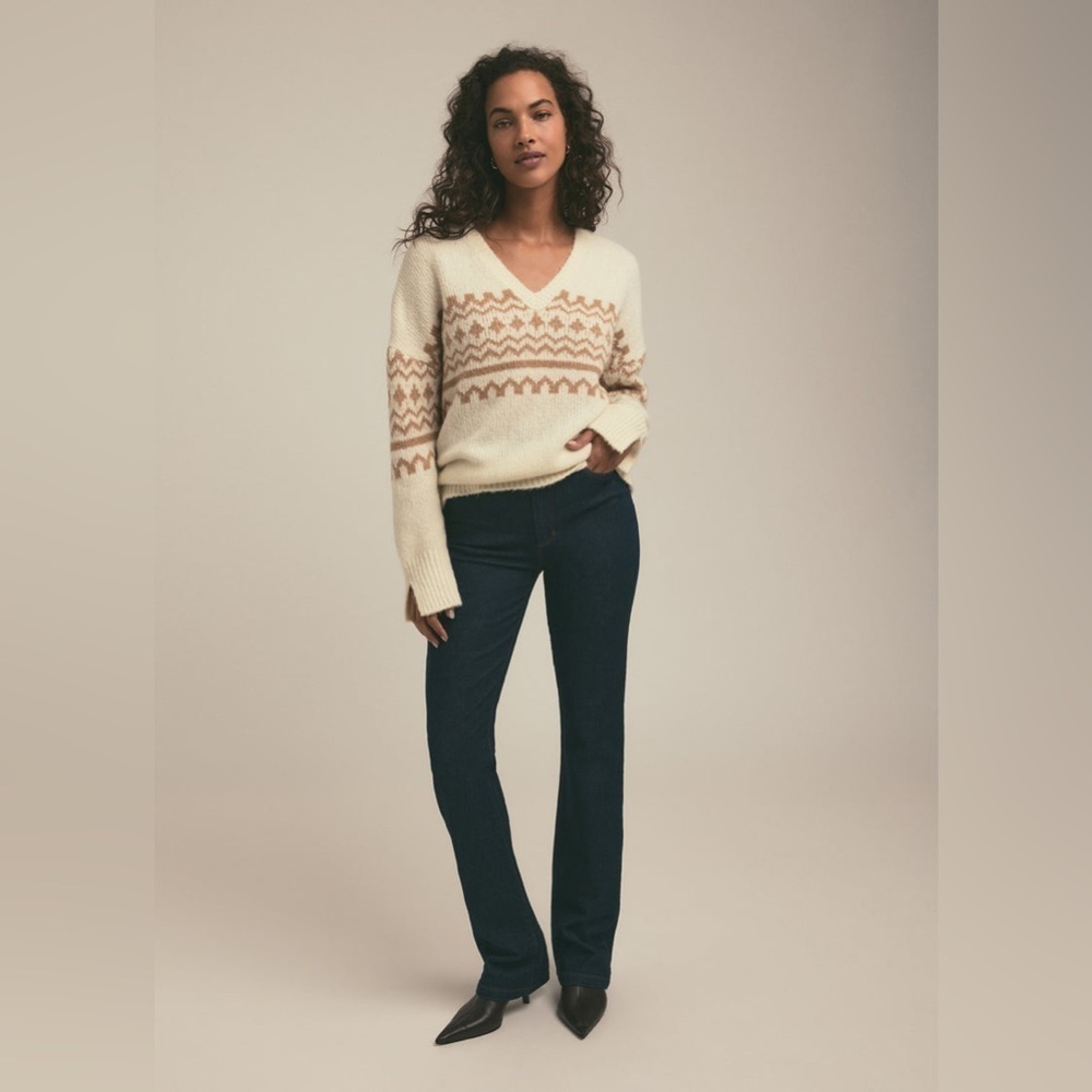 NWT Favorite Daughter Winter William Fair Isle Cashmere Wool Sweater XS - Picture 2 of 7